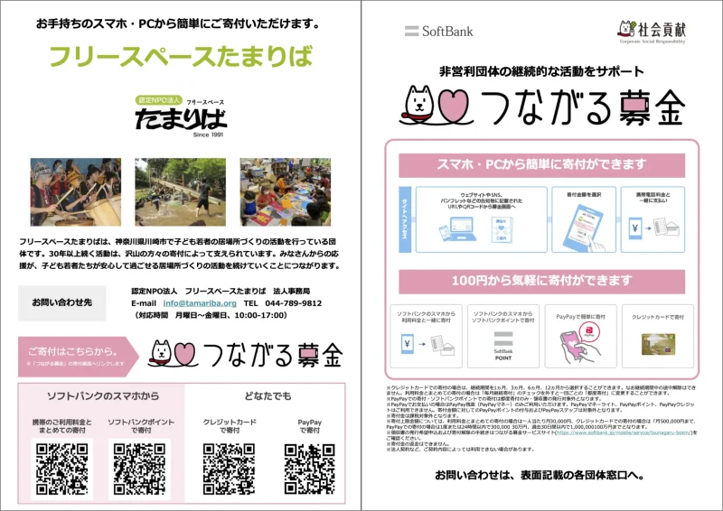 つながる募金（ソフトバンク）ご案内チラシ